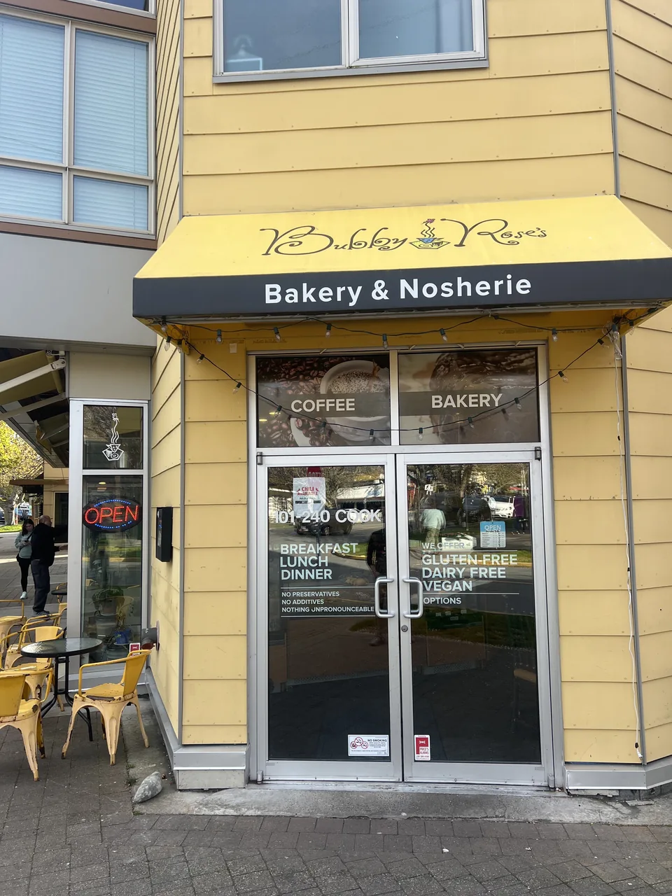 Bubby Rose’s yellow storefront at 240 Cook Street